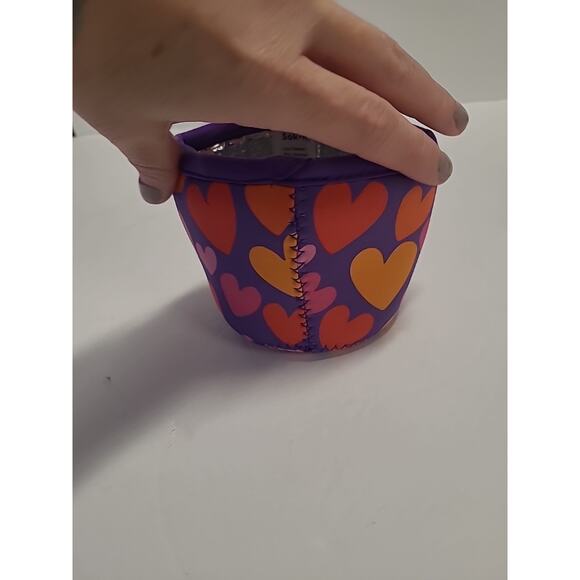 Sok-it Neoprene Pint Ice Cream Container Sleeve Purple Pink Heart Valentine's - Picture 6 of 11